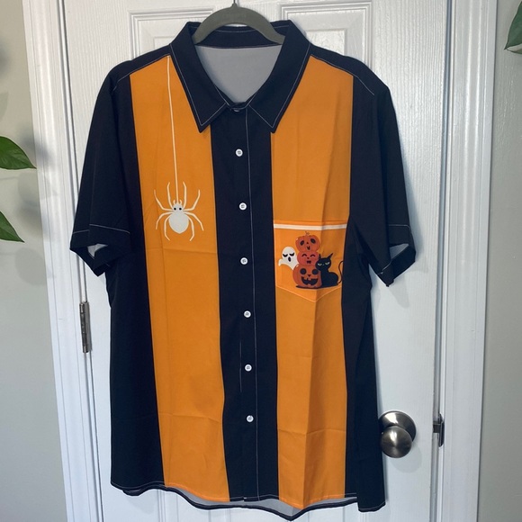 Halloween Button Down Black and Orange - Picture 1 of 5